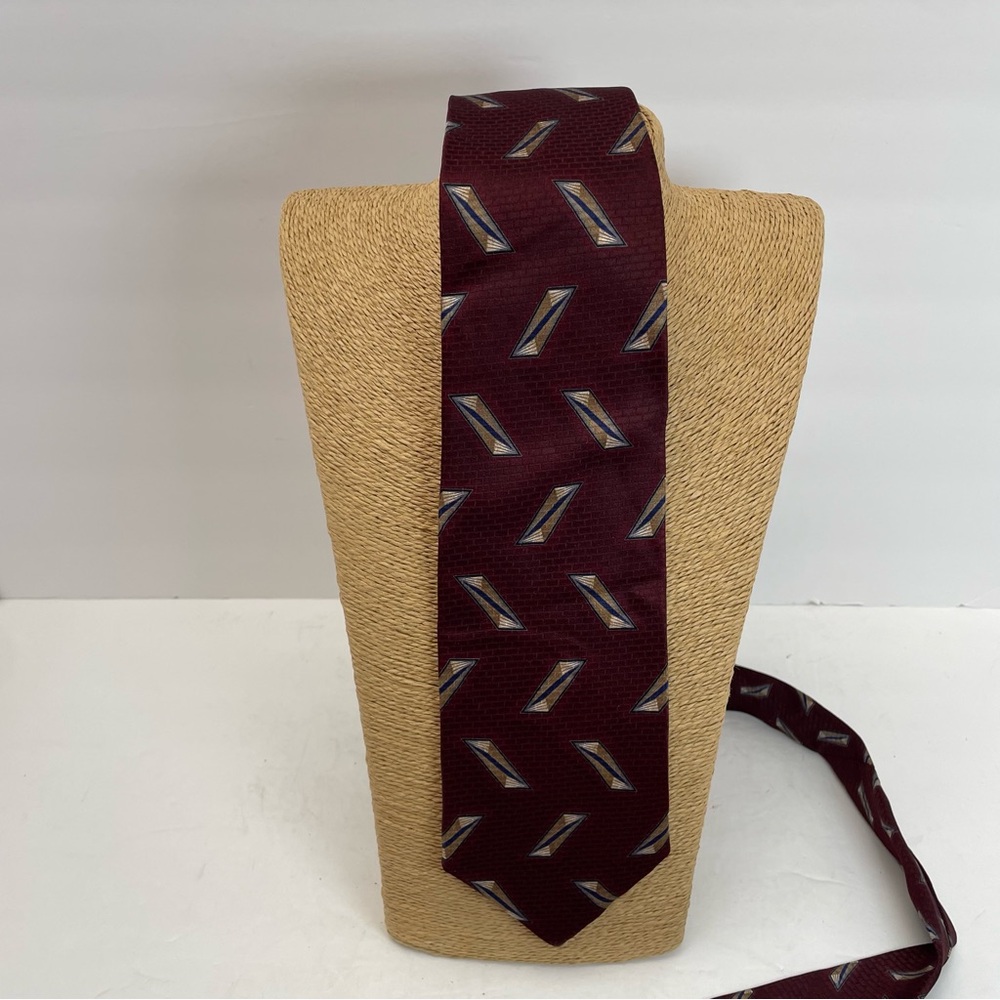 Jz Richards Double Black Burgundy Woven Silk Tie